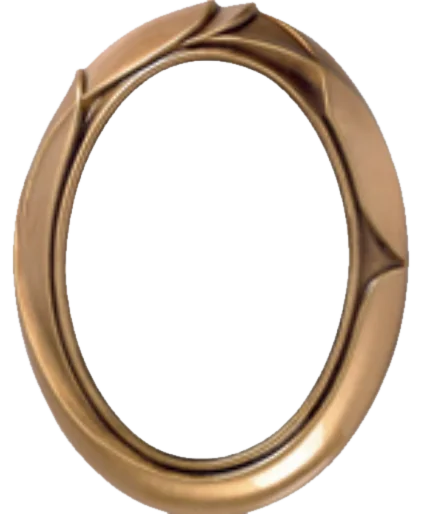 Cornice ovale a parete, in ottone